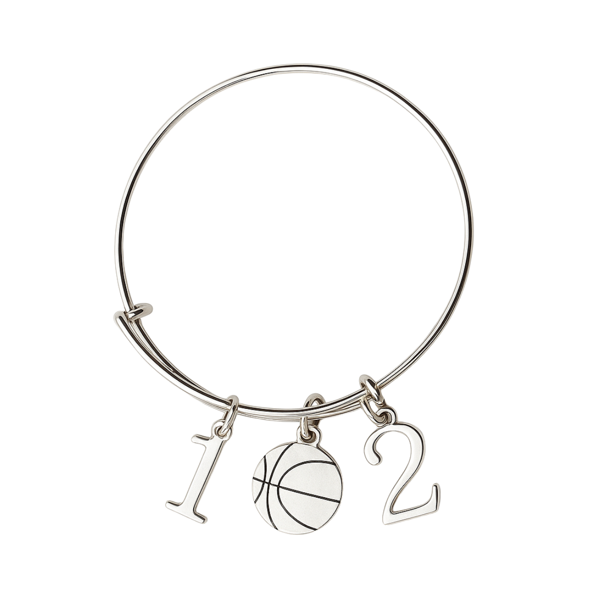 Personalized Basketball Charm Bracelet with Number Charms
