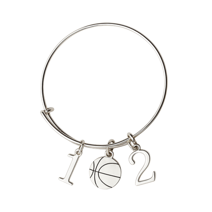Personalized Basketball Charm Bracelet with Number Charms