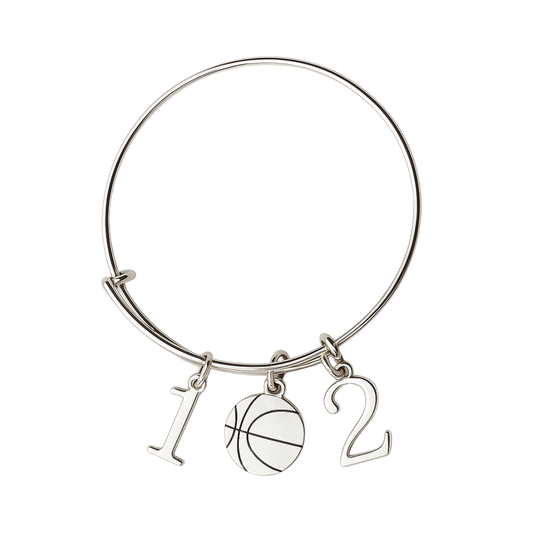 Personalized Basketball Charm Bracelet with Number Charms
