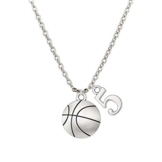 Personalized Basketball Charm Necklace with Number Charm