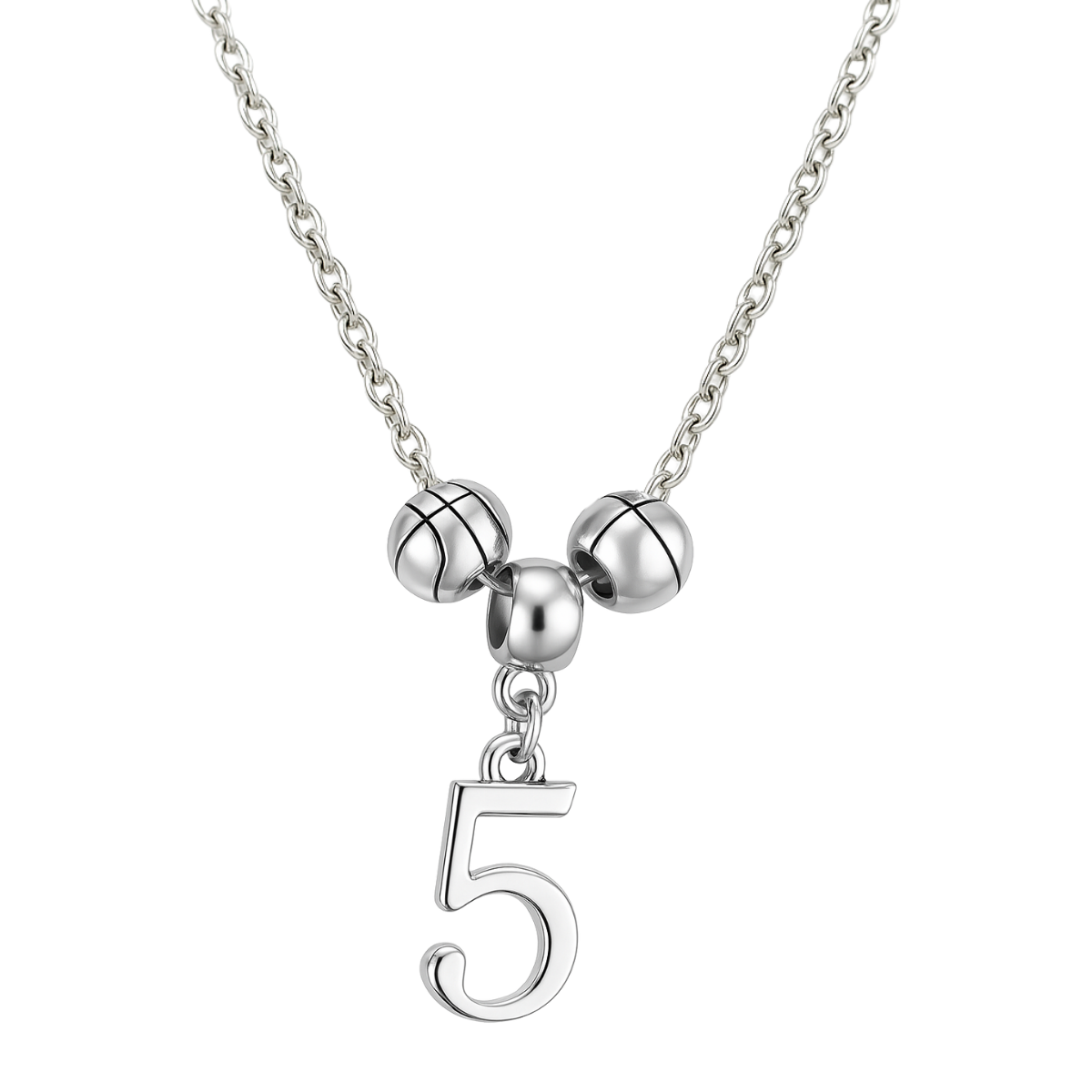 Personalized Basketball Necklace with Number Charm
