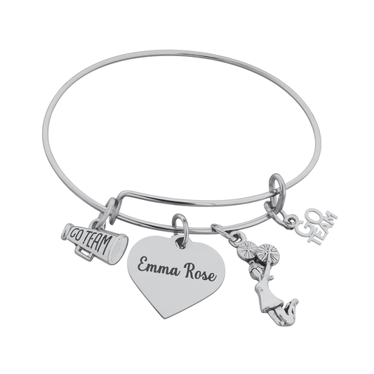 Personalized Cheer Bracelet with Engraved Name Charm