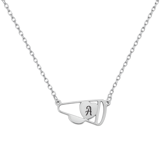 Personalized Cheer Heart Megaphone Necklace
