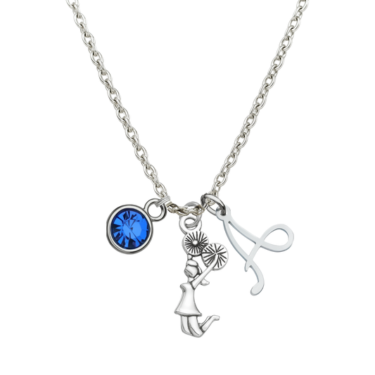 Personalized Cheer Necklace with Birthstone Charm