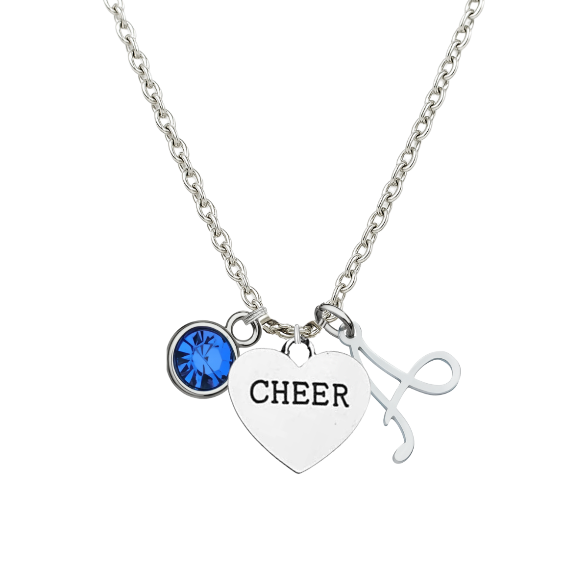 Personalized Cheer Necklace with Birthstone Charm