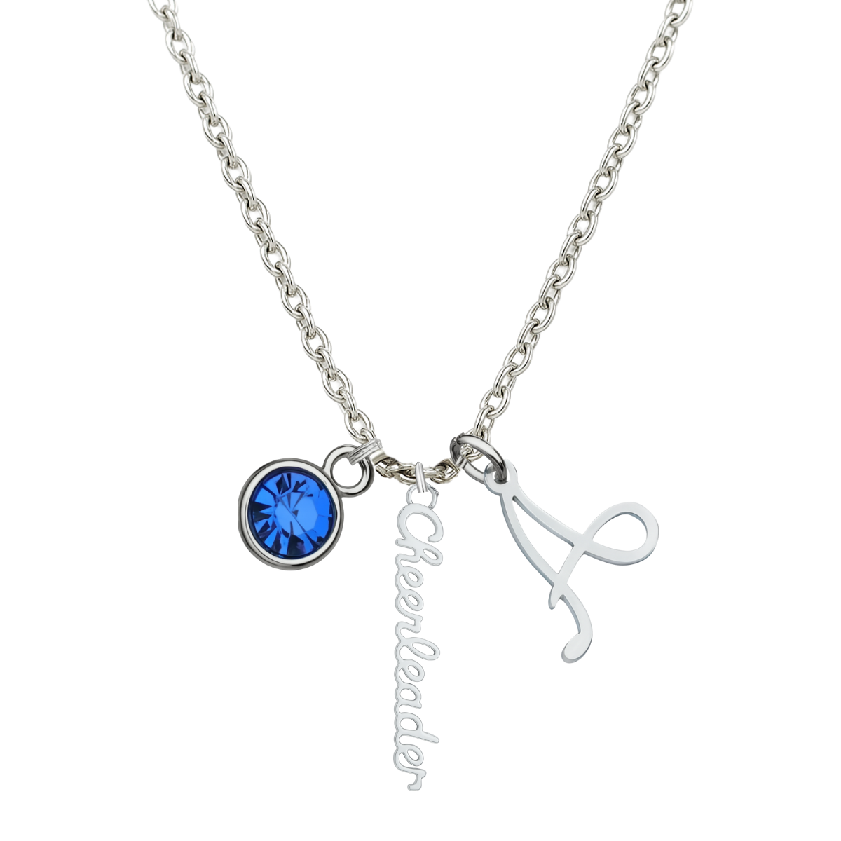 Personalized Cheer Necklace with Birthstone Charm