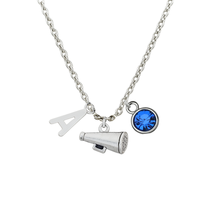 Personalized Cheer Necklace with Initial & Birthstone Charm
