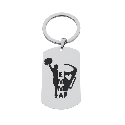 Personalized Cheerleading Engraved Keychain