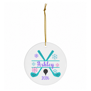 Personalized Christmas Ceramic Golf Ornament