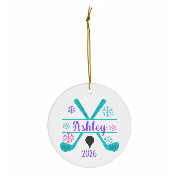 Personalized Christmas Ceramic Golf Ornament