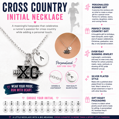 Personalized Cross Country -XC Necklace with Initial Charm