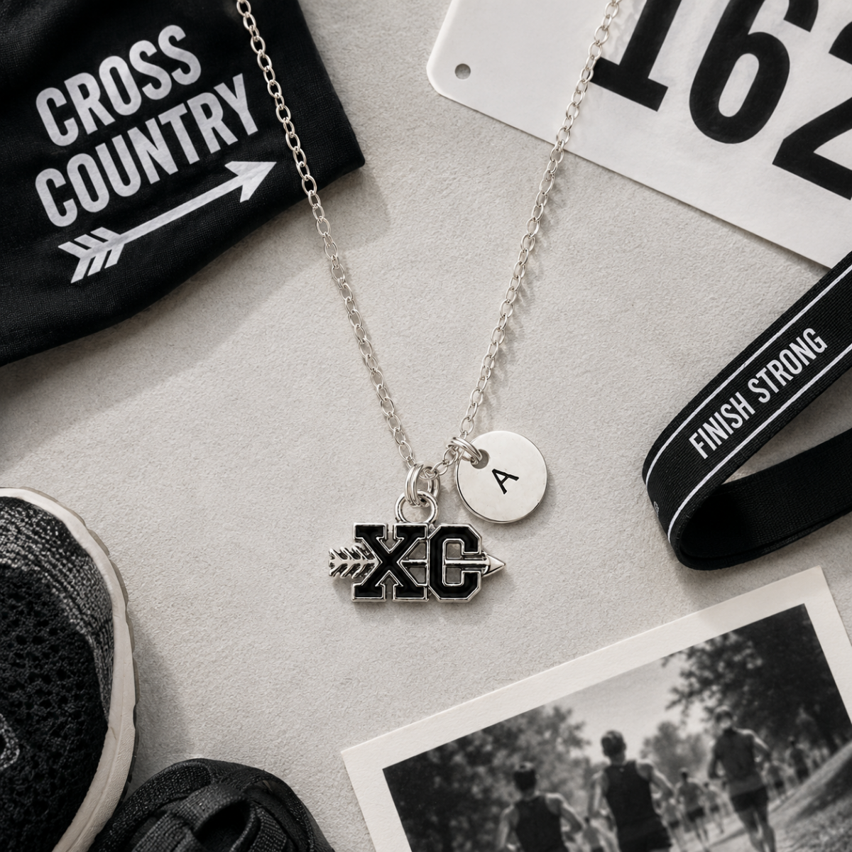 Personalized Cross Country -XC Necklace with Initial Charm