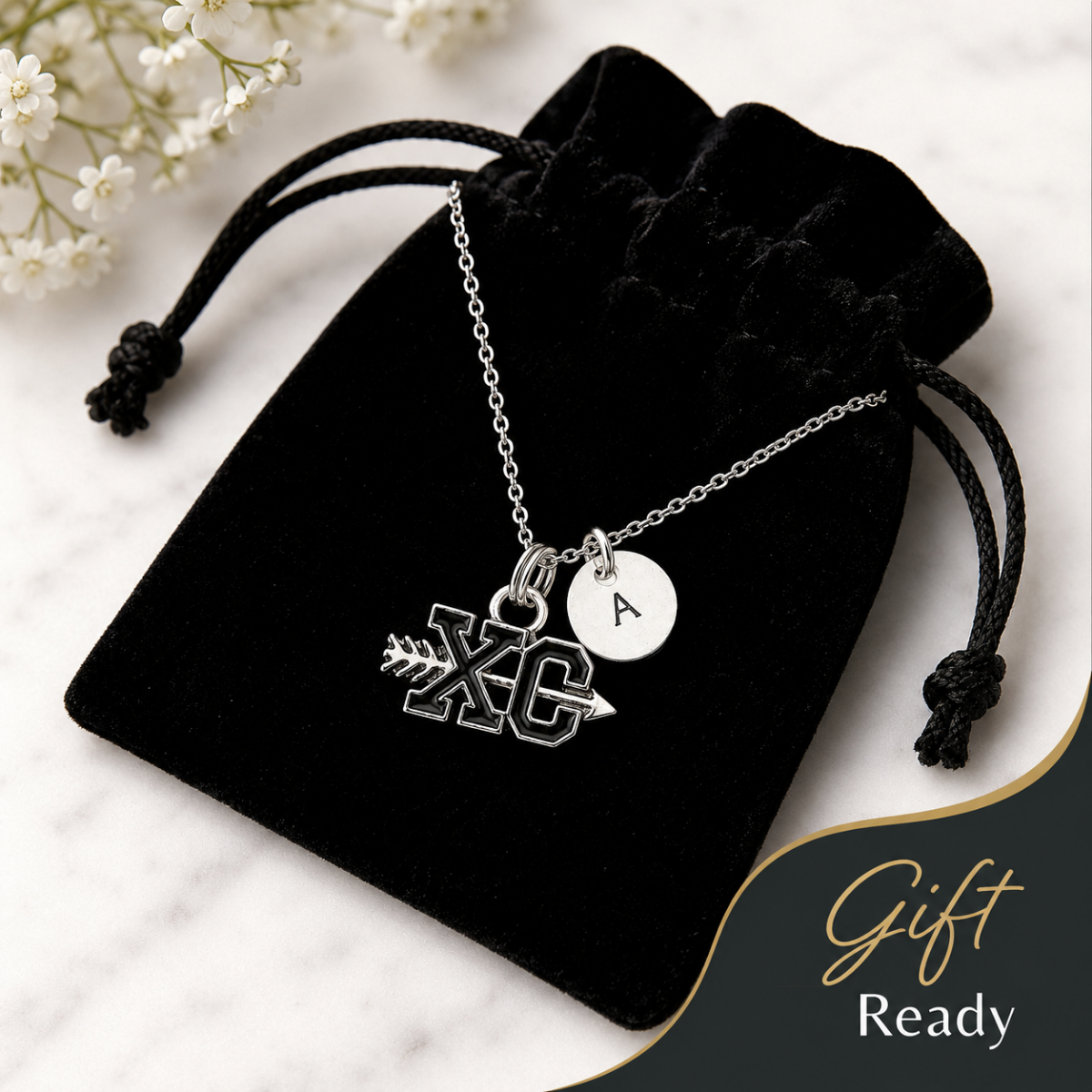 Personalized Cross Country -XC Necklace with Initial Charm