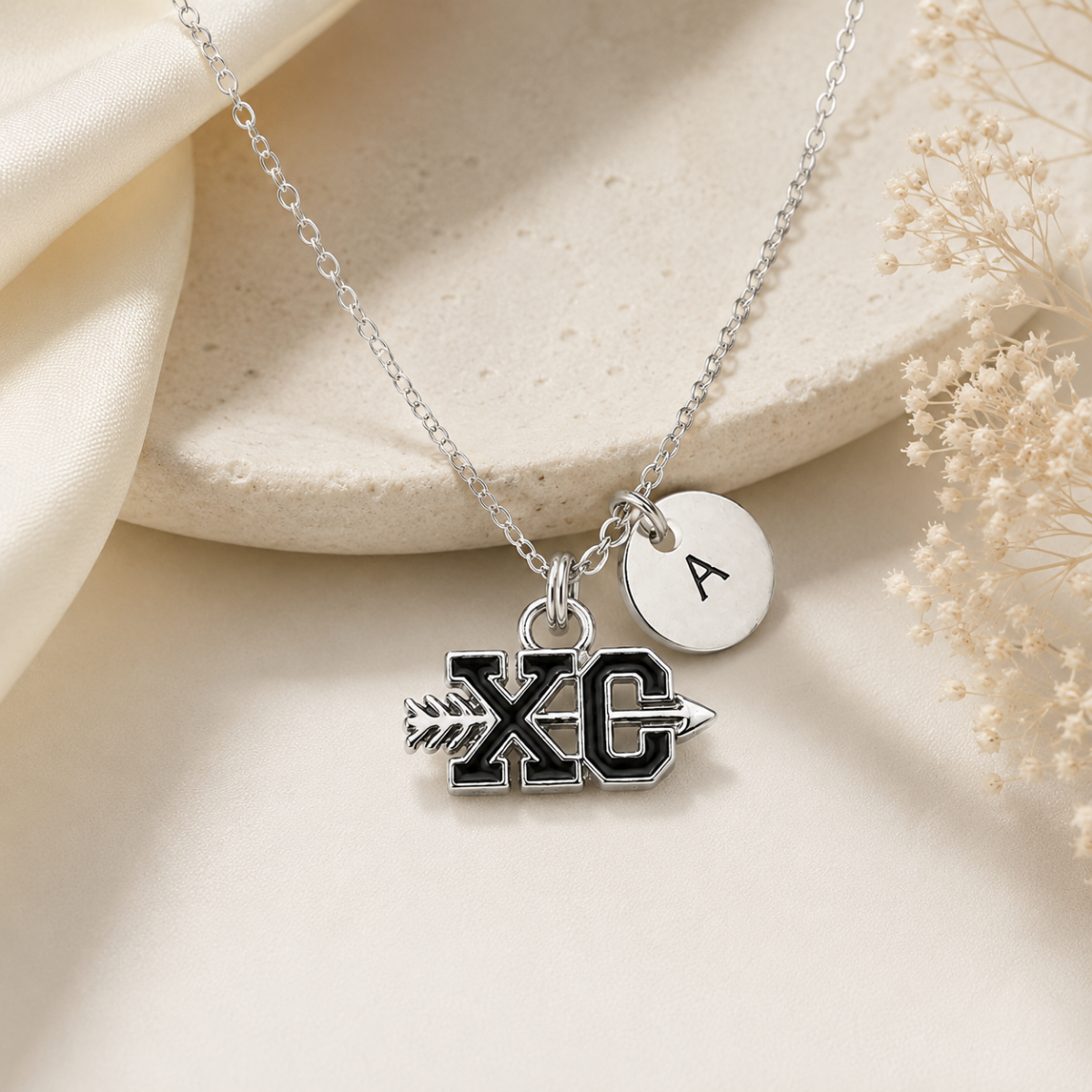 Personalized Cross Country -XC Necklace with Initial Charm