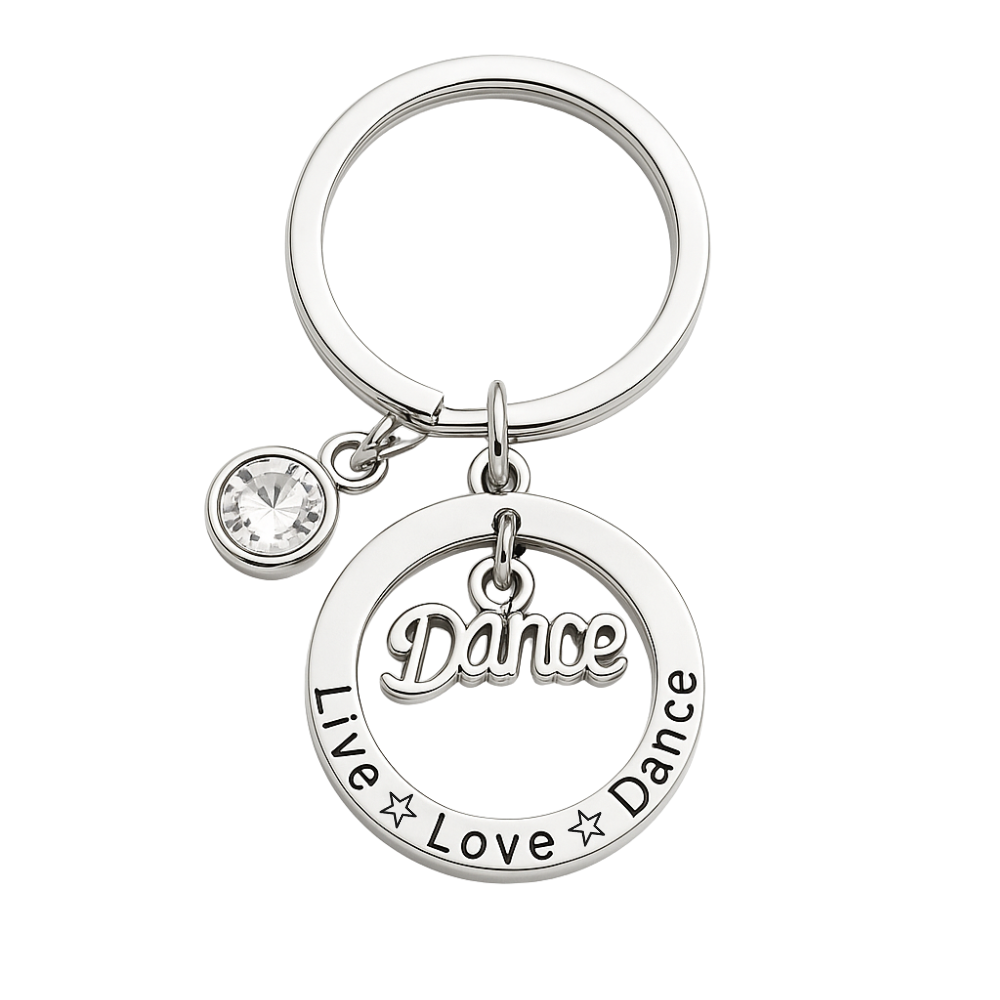 Personalized Dance Keychain with Birthstone