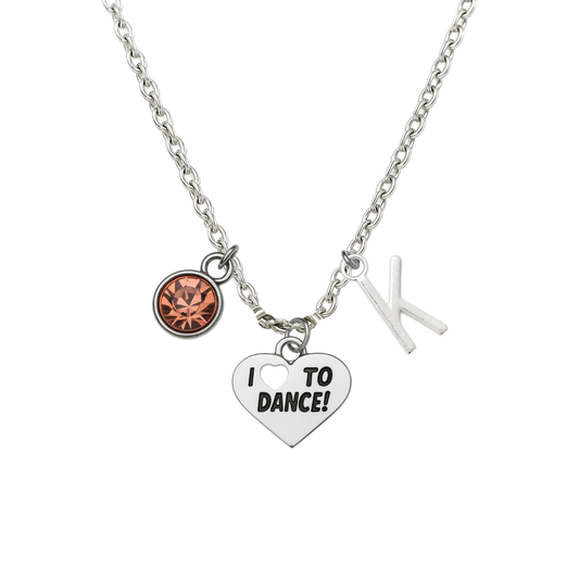 Personalized Dance Necklace with Letter & Birthstone Charm