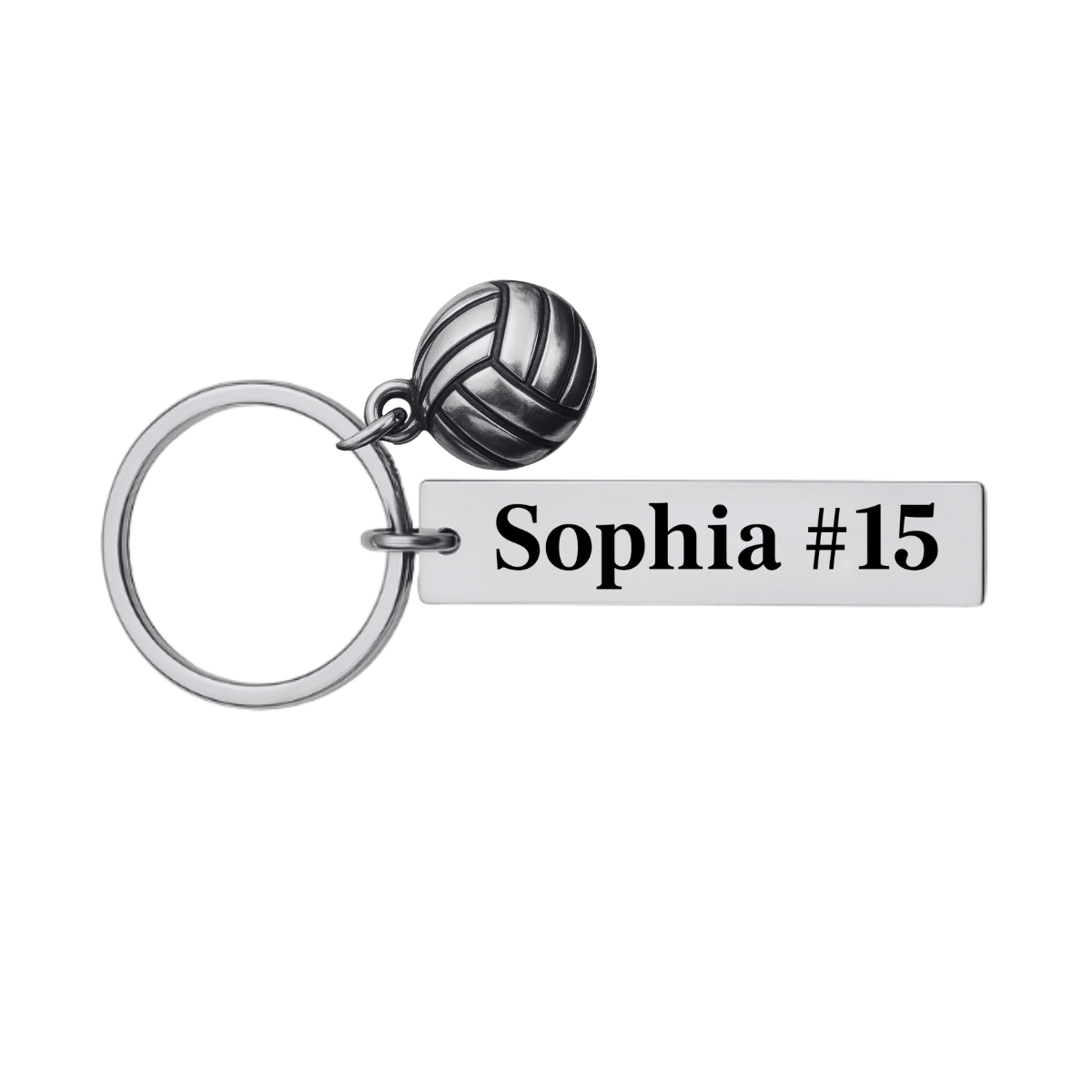 Personalized Engraved Bar Volleyball Keychain