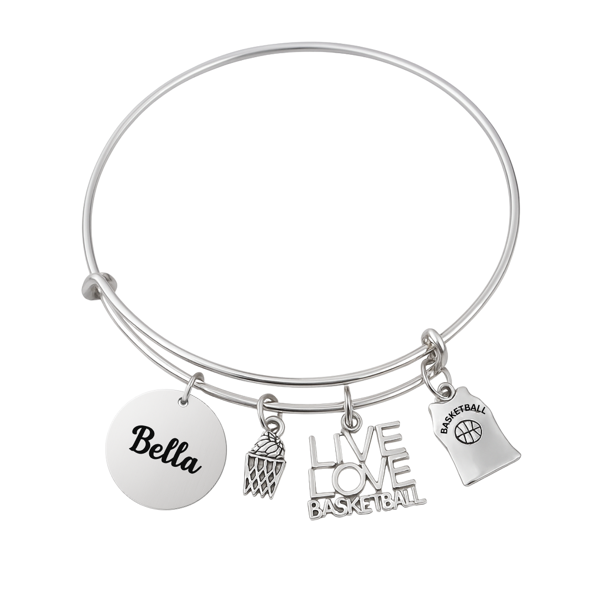 Personalized Engraved Basketball Bangle Bracelet