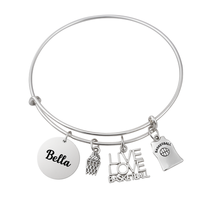 Personalized Engraved Basketball Bangle Bracelet