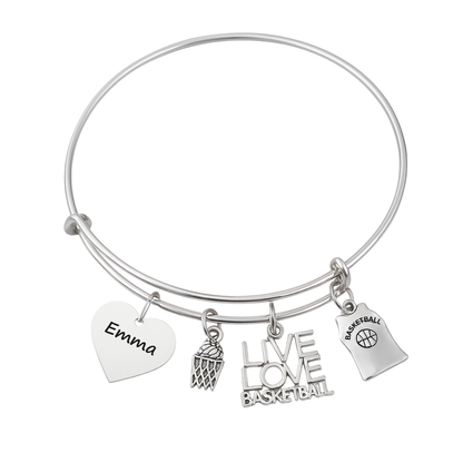 Personalized Engraved Basketball Bangle Bracelet