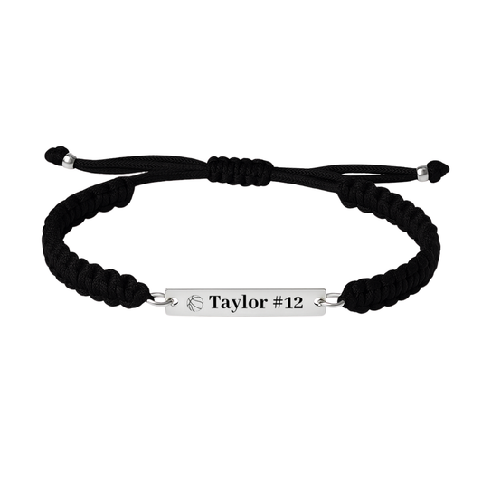 Personalized Engraved Basketball Bar Rope Bracelet