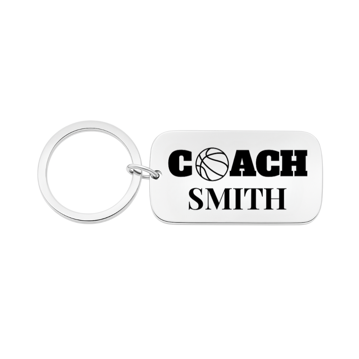 Personalized Engraved Basketball Coach Keychain