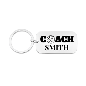 Personalized Engraved Basketball Coach Keychain