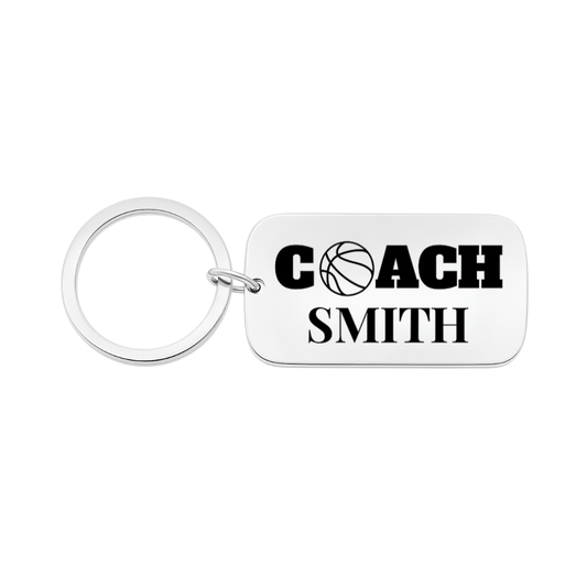 Personalized Engraved Basketball Coach Keychain
