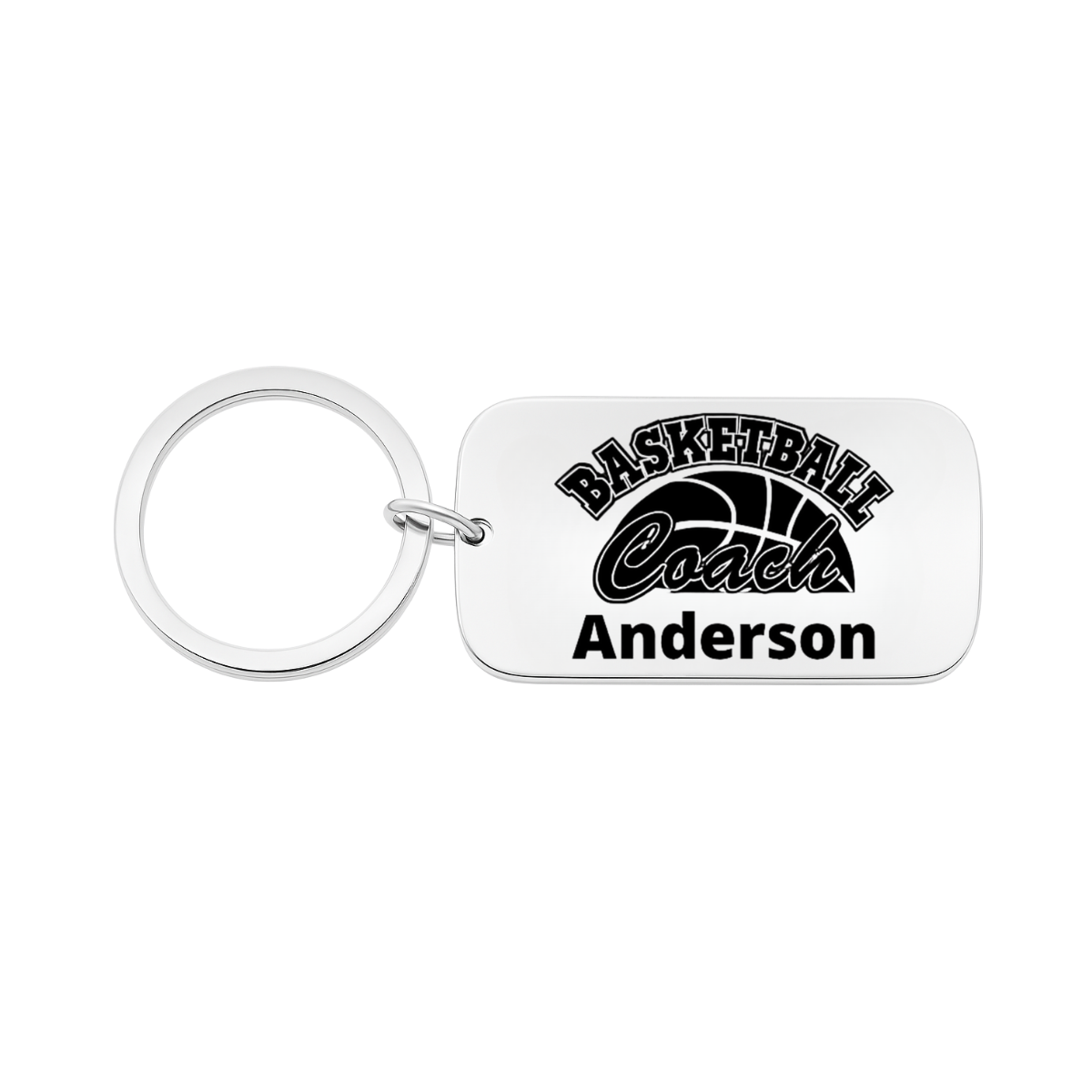 Personalized Engraved Basketball Coach Keychain