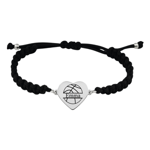 Personalized Engraved Basketball Heart Rope Bracelet