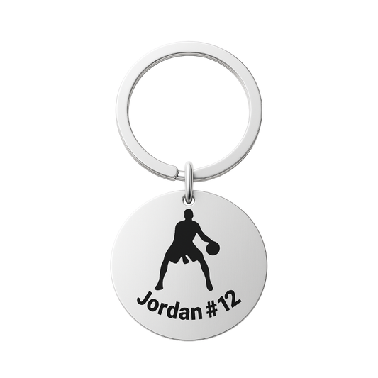 Personalized Engraved Boys Basketball Keychain