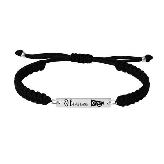 Personalized Engraved Cheer Bar Rope Bracelet