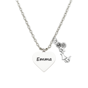 Personalized Engraved Cheer Heart Necklace-Pick Style