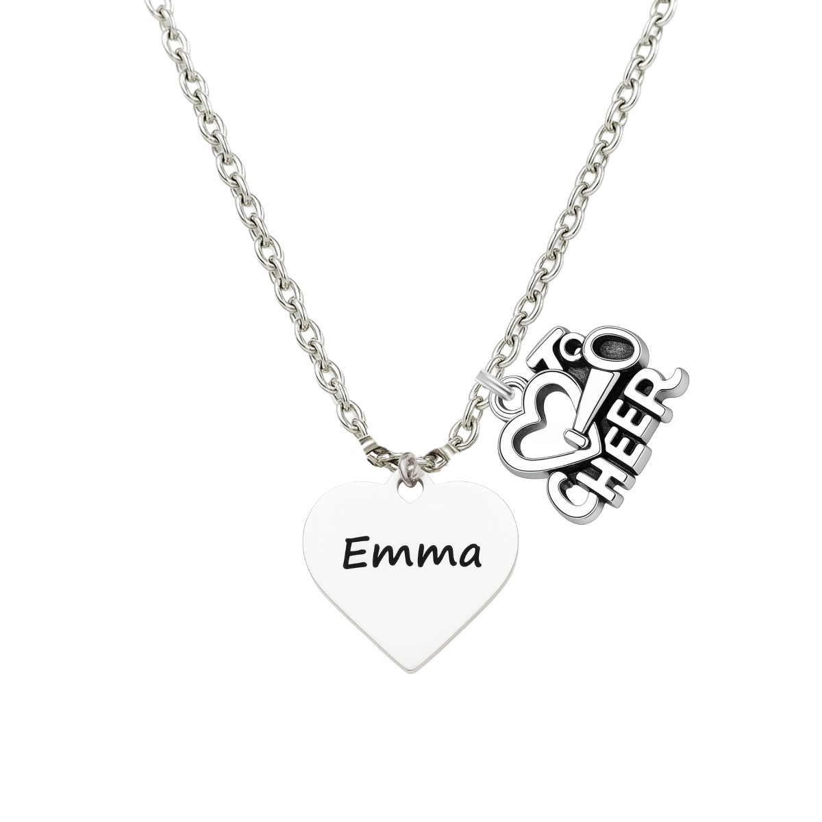 Personalized Engraved Cheer Heart Necklace-Pick Style