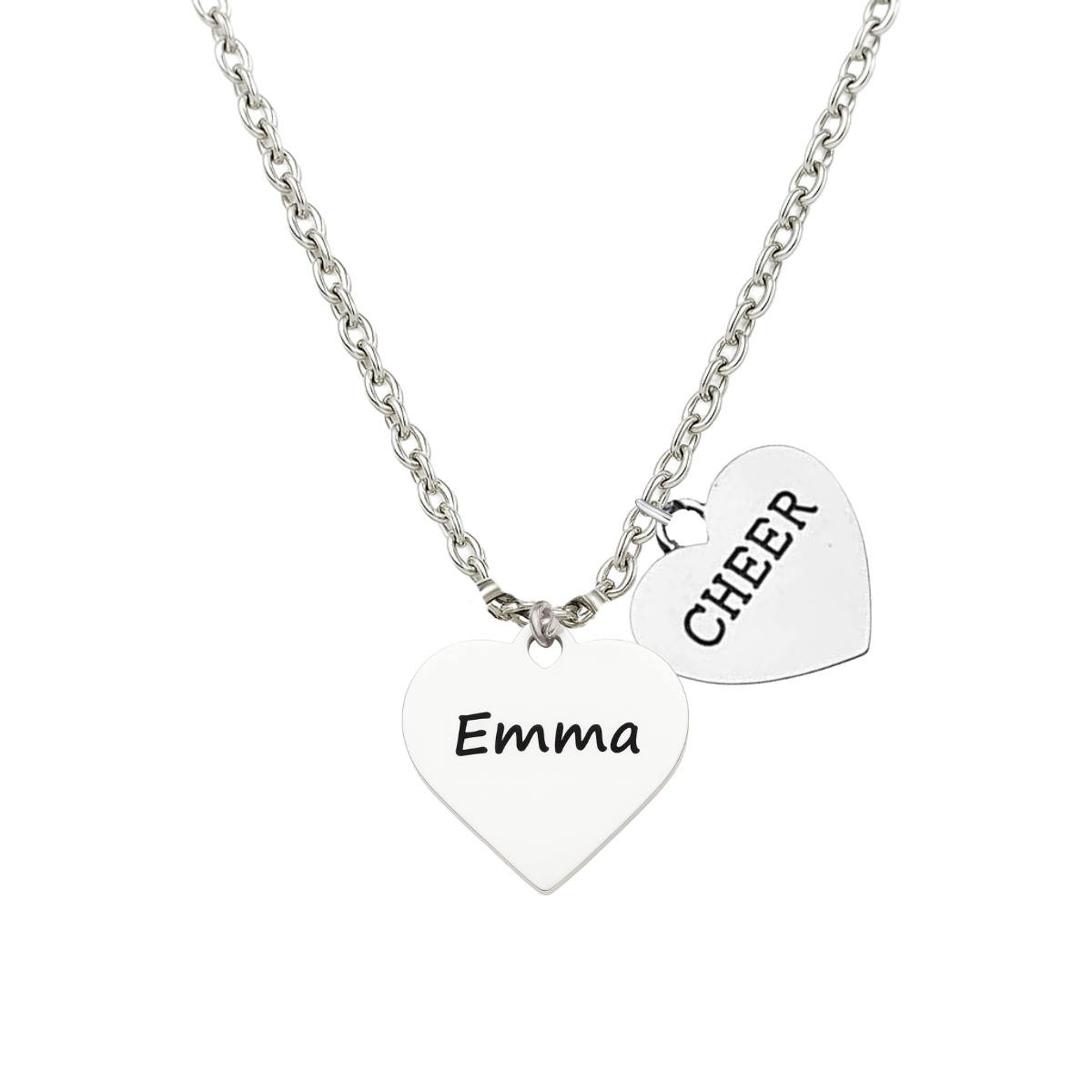 Personalized Engraved Cheer Heart Necklace-Pick Style