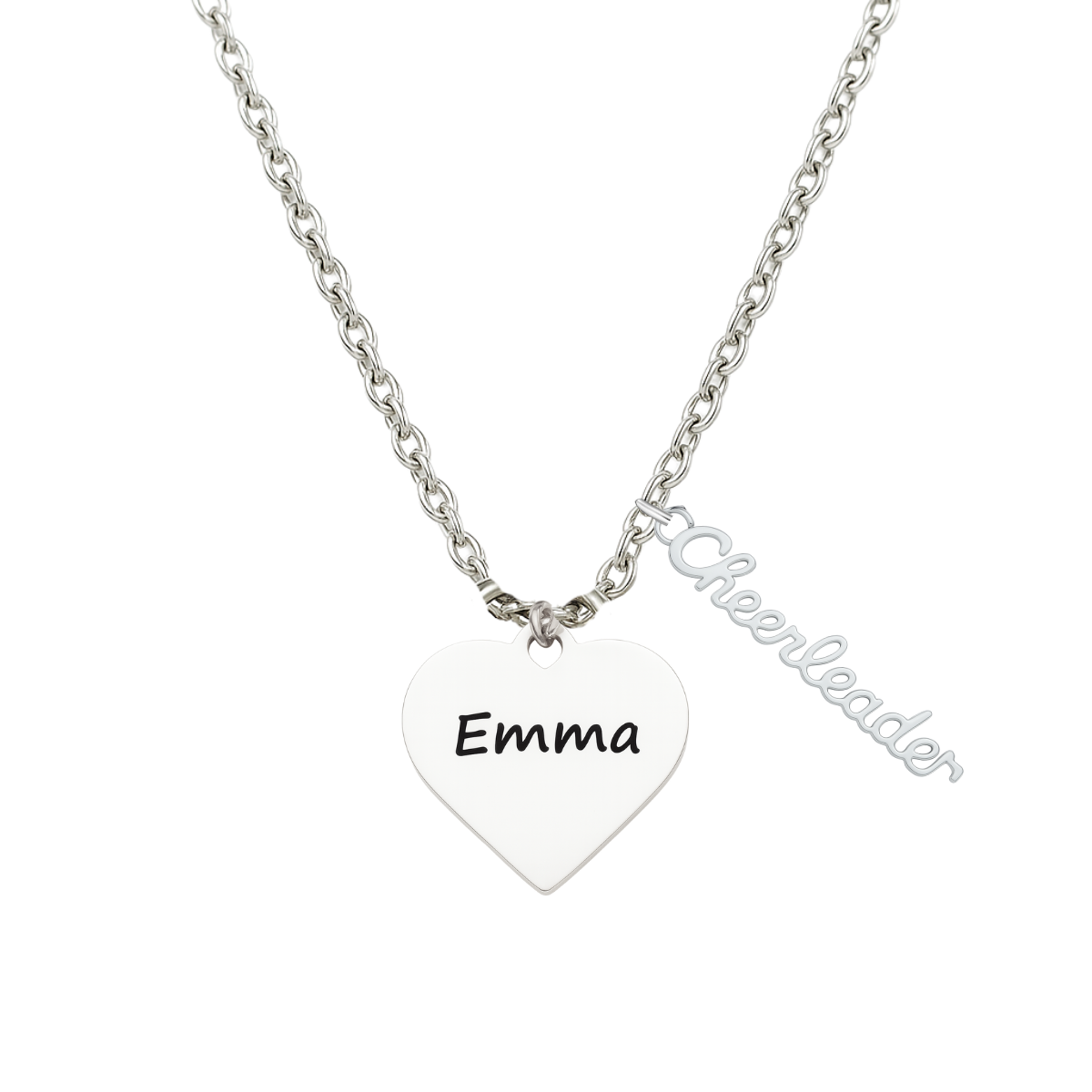 Personalized Engraved Cheer Heart Necklace-Pick Style