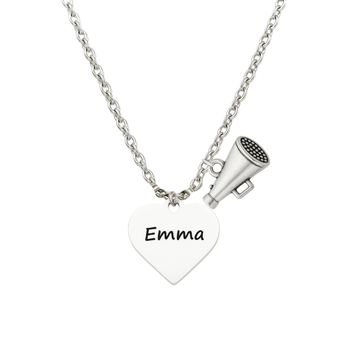 Personalized Engraved Cheer Heart Necklace-Pick Style