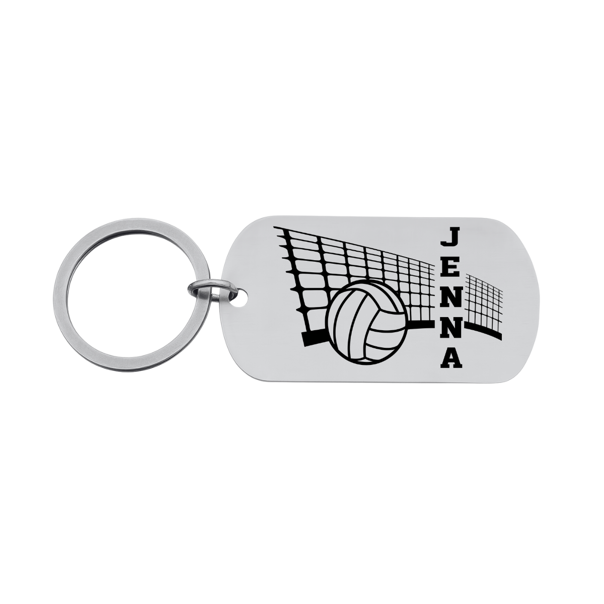 Personalized Engraved Dog Tag Volleyball Keychain