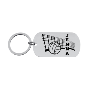Personalized Engraved Dog Tag Volleyball Keychain