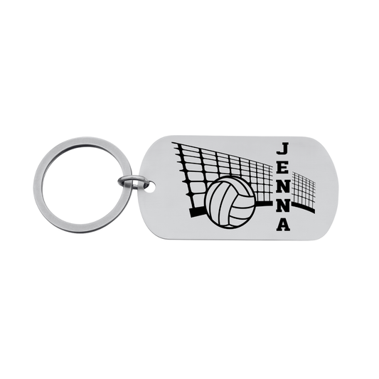 Personalized Engraved Dog Tag Volleyball Keychain