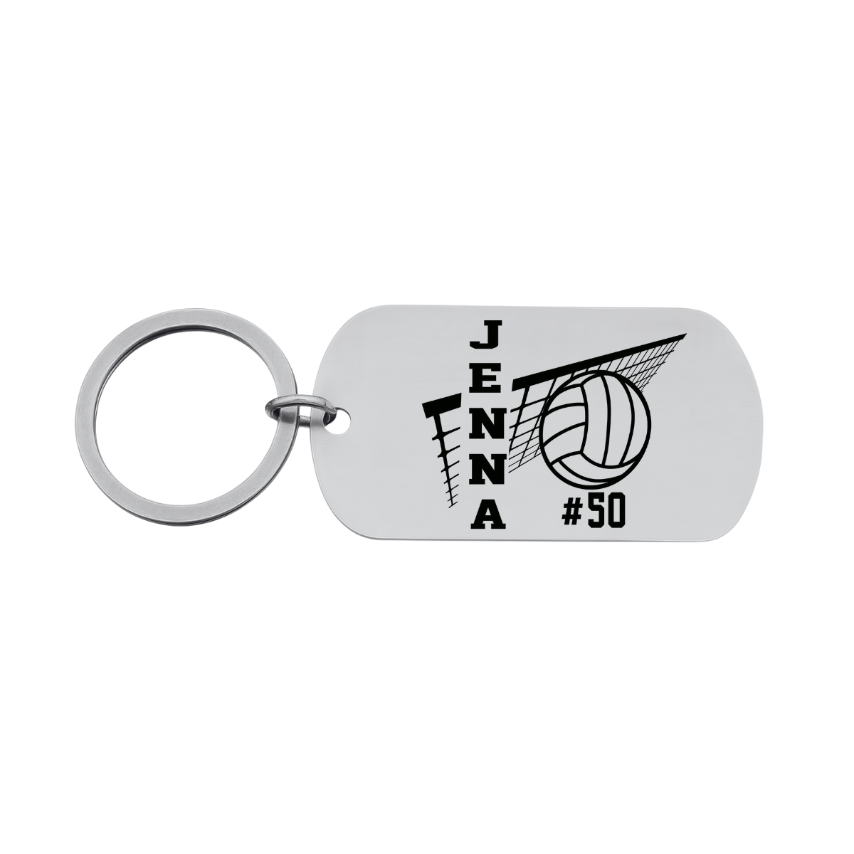 Personalized Engraved Dog Tag Volleyball Keychain