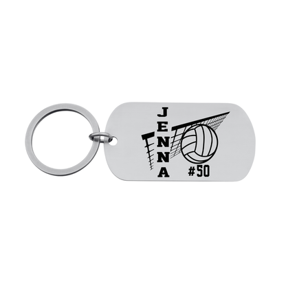 Personalized Engraved Dog Tag Volleyball Keychain