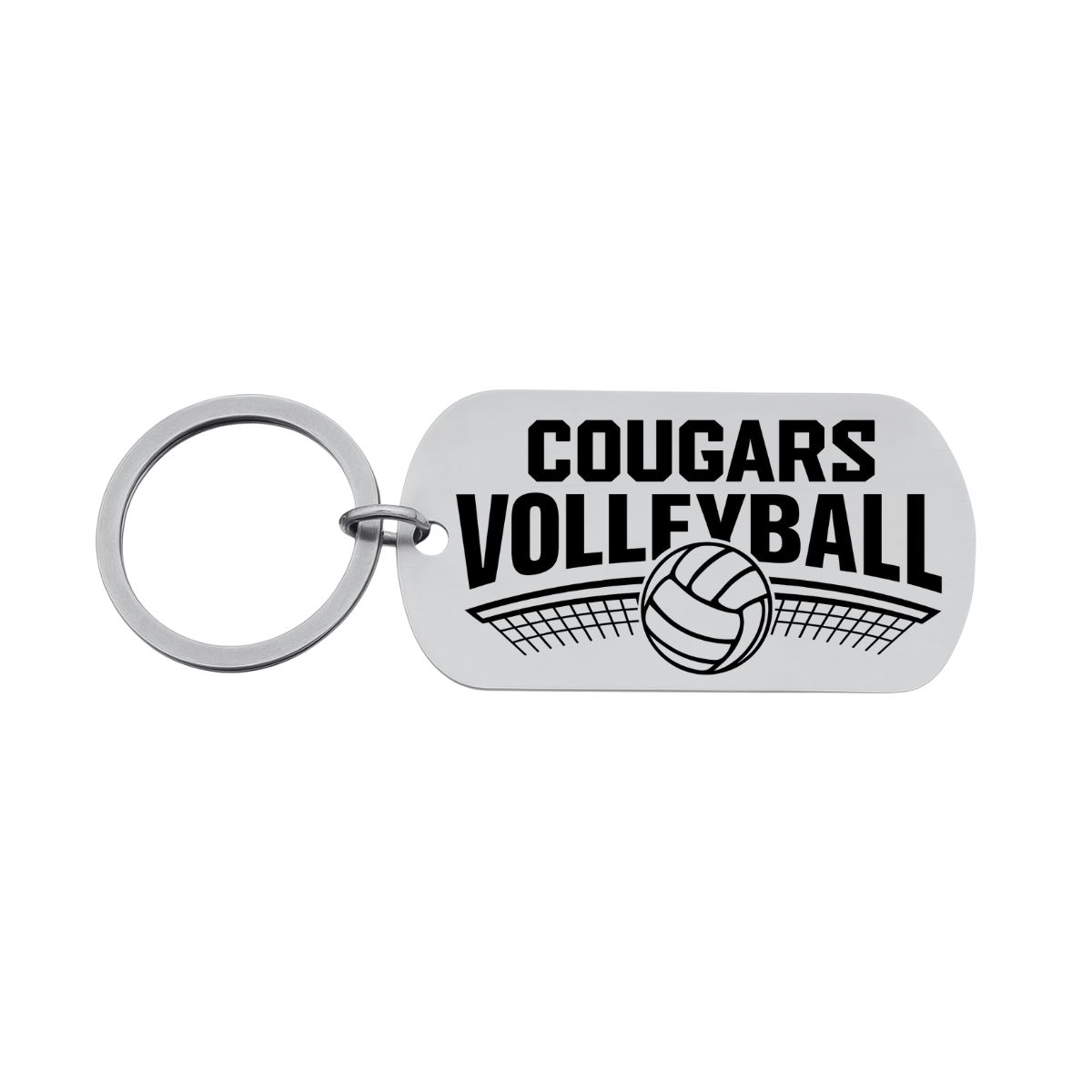 Personalized Engraved Dog Tag Volleyball Keychain