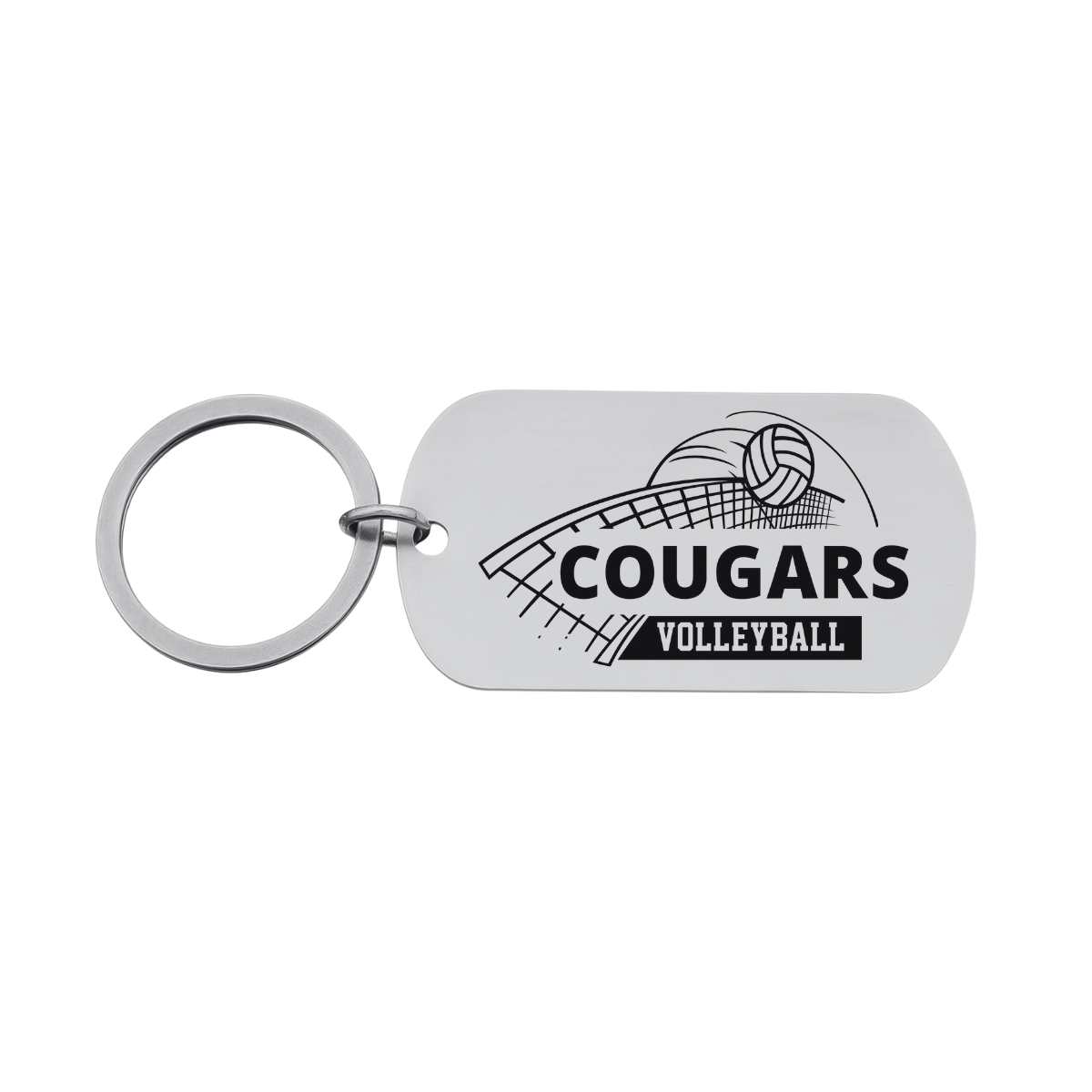 Personalized Engraved Dog Tag Volleyball Keychain