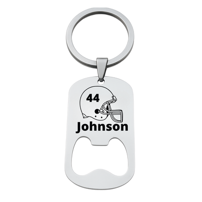Personalized Engraved Football Bottle Opener Keychain