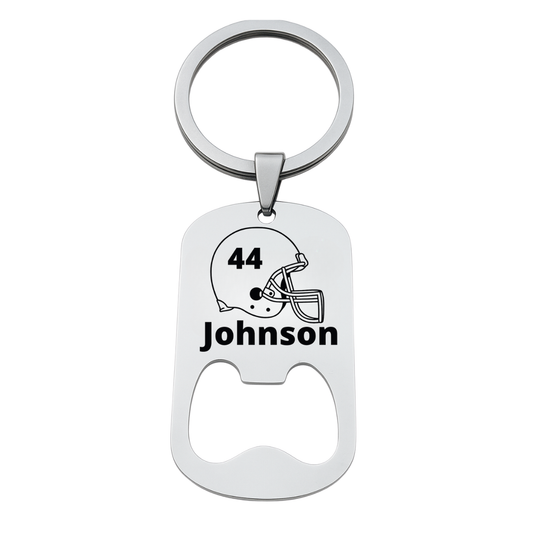 Personalized Engraved Football Bottle Opener Keychain