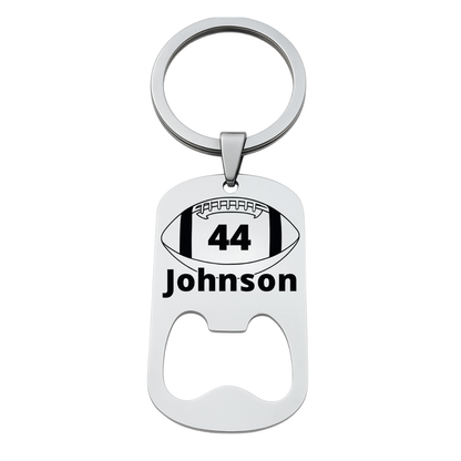 Personalized Engraved Football Bottle Opener Keychain