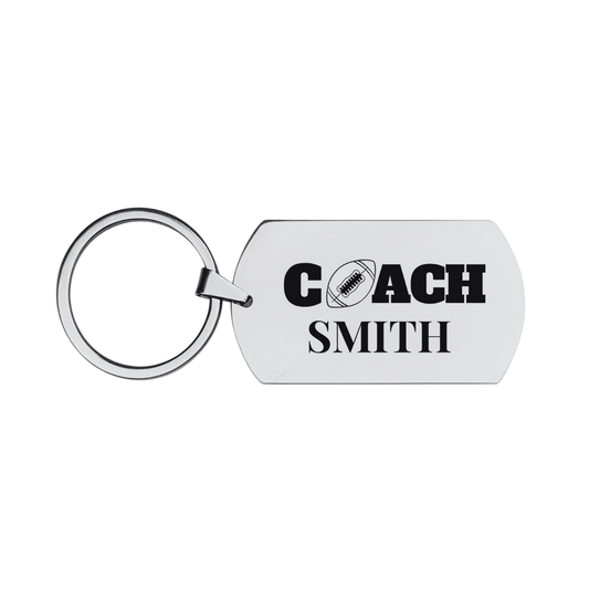 Personalized Engraved Football Coach Keychain