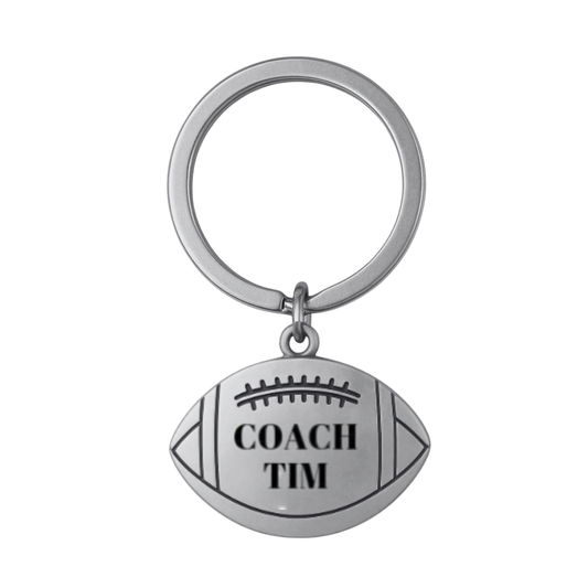 Personalized Engraved Football Coach Keychain - Football Ball Shape