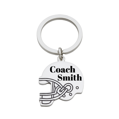Personalized Engraved Football Coach Keychain - Helmet